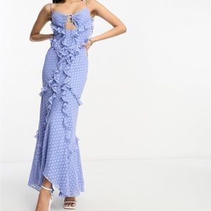 ASOS halter ruffle maxi dress with cut-out detail